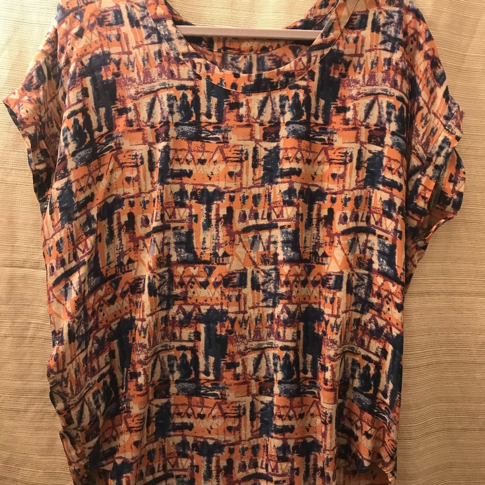 Multi-colored Silk Blouse, short-sleeved